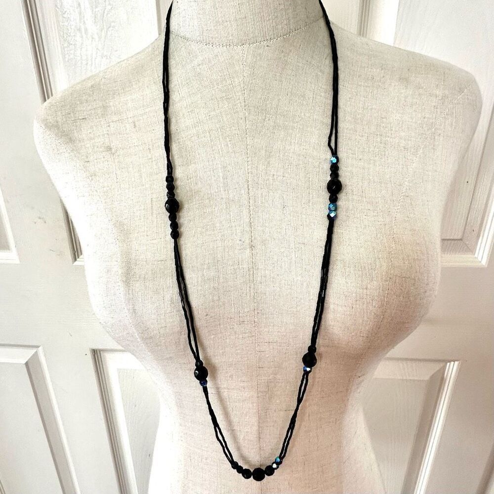 Robert Rose long black beaded necklace